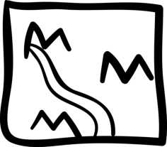 Picture With River And Mountains Hand Drawn Square Vinyl Cutting Svg File, Free Vectors File